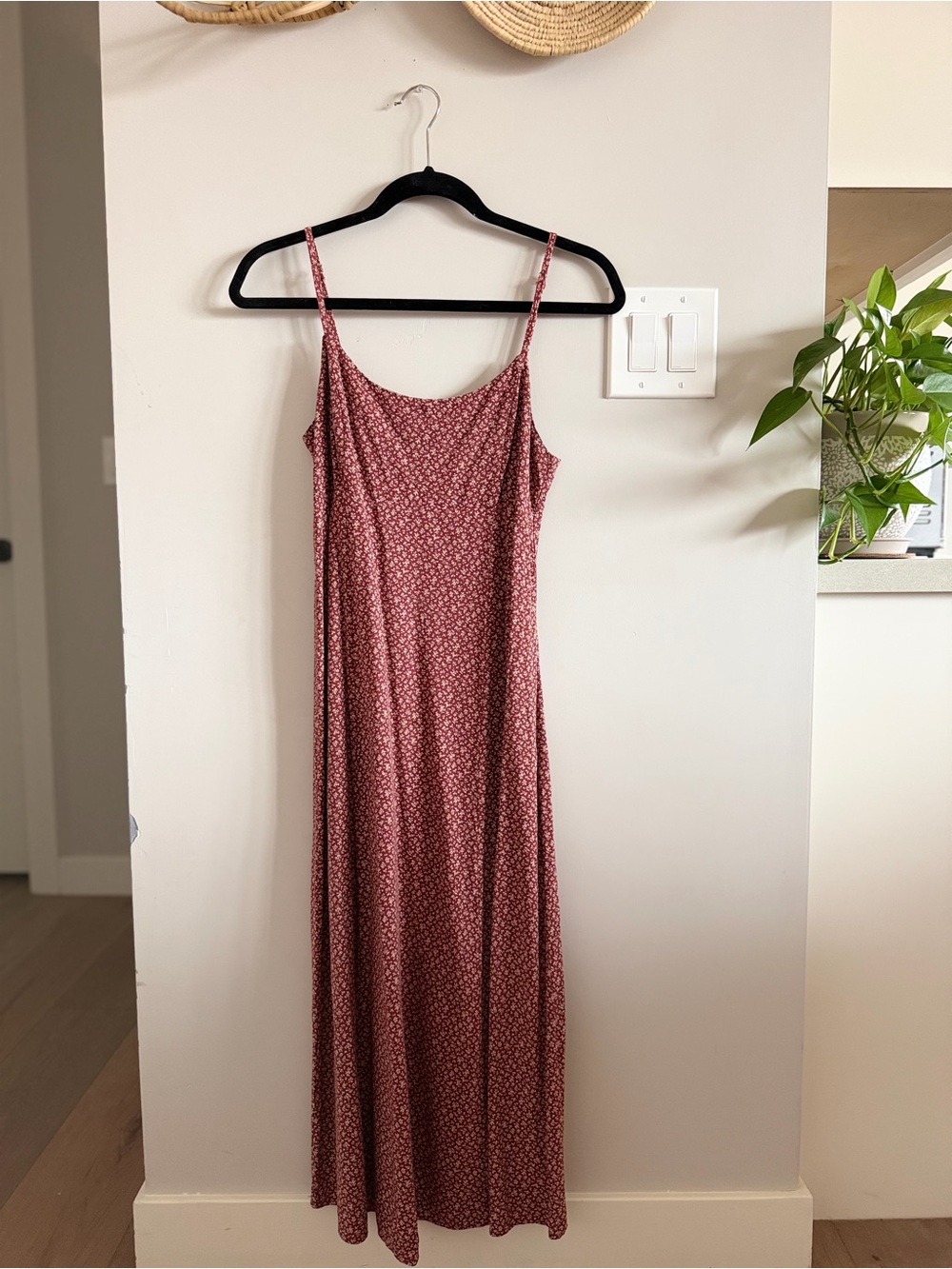 Brandy Melville Dusty Red Floral Slip Maxi Dress